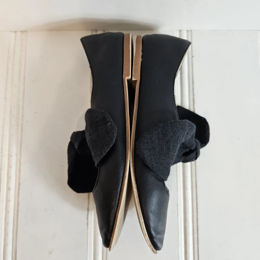 Zara Kids Ballet Flats Girls 33 1.5 Oversized Bow Balletcore Dress Shoes Black